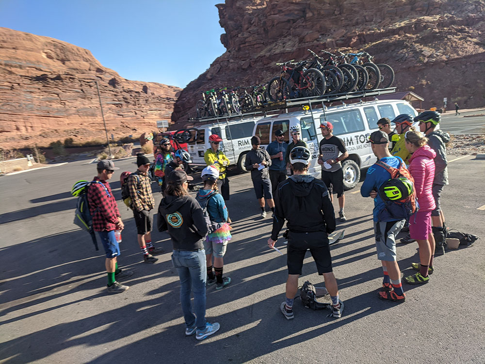 Riders gather for the shuttle