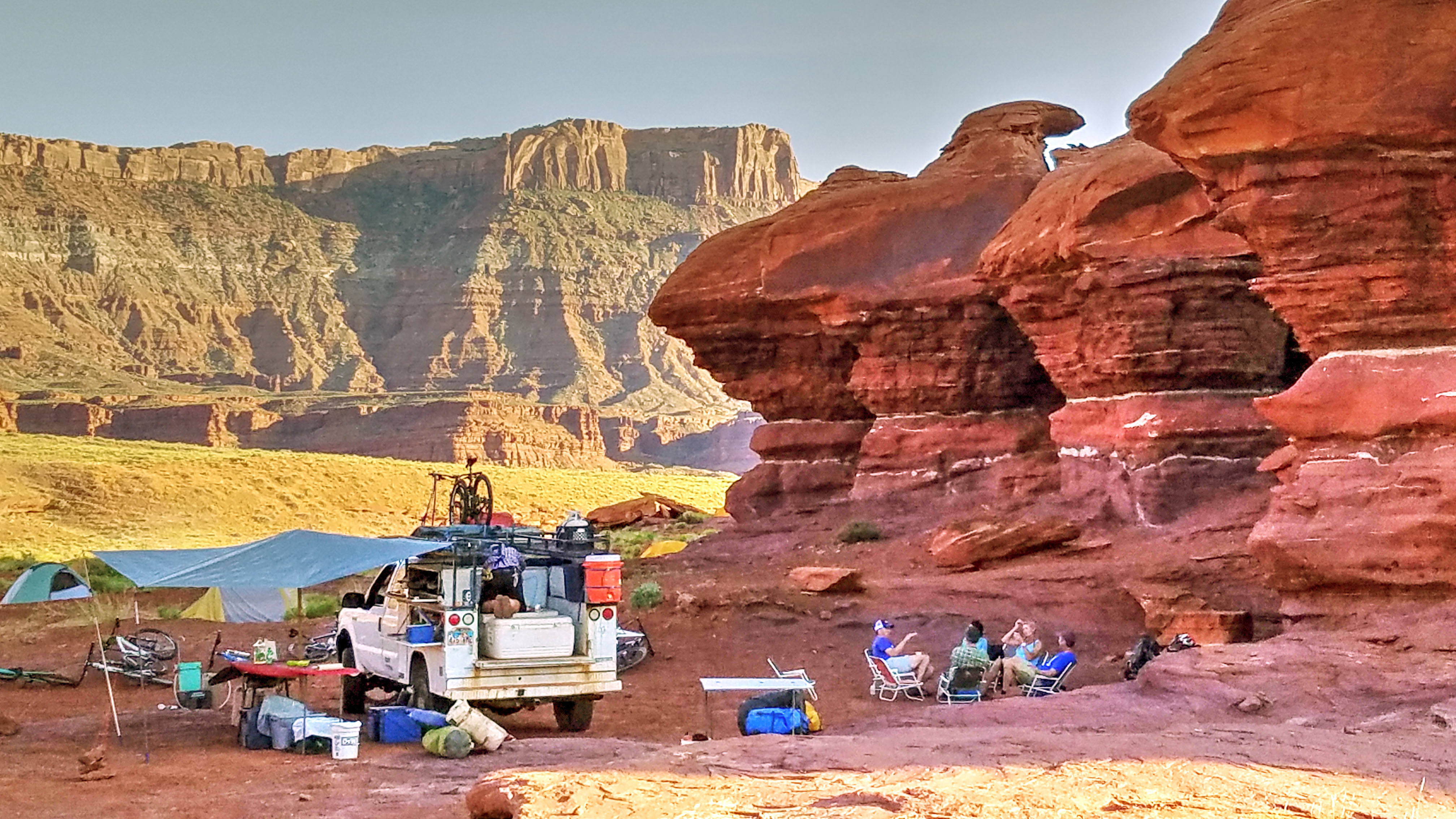 Rim Tours truck, camp, chairs, awnings