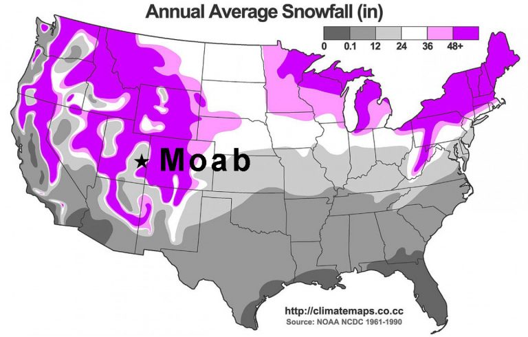 Average Snowfall Map US